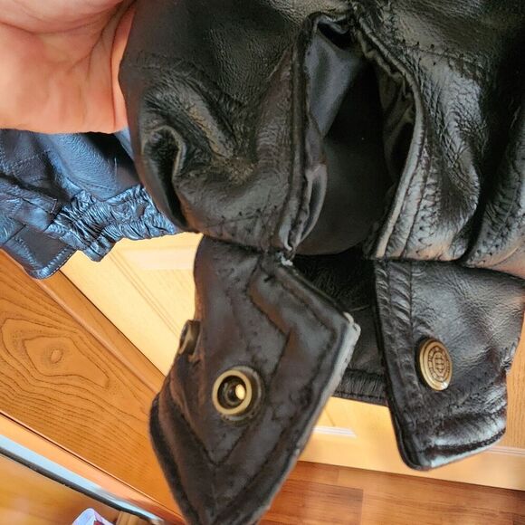 Vintage Motorcycle Leather Jacket with American Flag Patch & Eagle‎ Patch Size M - Picture 12 of 16